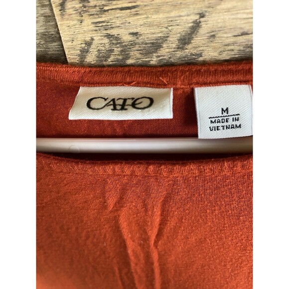 Cato Women's Sz M Dark Orange Sleeveless Ruched Sides Top - Picture 6 of 11